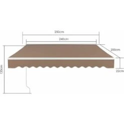 BAMNY Tenda Da Sole, Tenda Da Sole A Caduta Con Bracci, Tendalino A Scomparsa, Realizzato In Metallo E Poliestere, Resistente Ai Raggi UV E Impermeabile, Per Cortile, Ristorante, 250 X 200cm (Beige) -Vendite VIDAXL 50608158 5