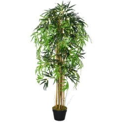 Outsunny Bambù Artificiale Con Vaso Per Interno Ed Esterno, Φ18x150cm