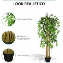 Outsunny Bambù Artificiale Con Vaso Per Interno Ed Esterno, Φ18x150cm -Vendite VIDAXL 51030267 5