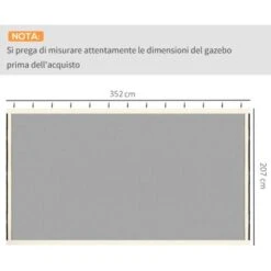Outsunny Zanzariera Per Gazebo Tende Di Ricambio Universale Con Cerniere, 352x207cm - Nero/Beige 7 Outsunny Zanzariera Per Gazebo Tende Di Ricambio Universale Con Cerniere, 352x207cm - Nero/Beige -Vendite VIDAXL 51074331 3