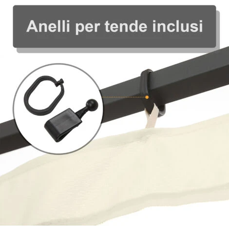 Outsunny Zanzariera Per Gazebo Tende Di Ricambio Universale Con Cerniere, 352x207cm - Nero/Beige 5 Outsunny Zanzariera Per Gazebo Tende Di Ricambio Universale Con Cerniere, 352x207cm - Nero/Beige - immagine 5