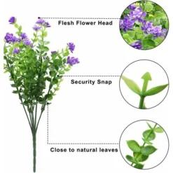 Fiori Artificiali 4 Pezzi Bouquet Di Eucalipto Piante Verdi, Fiori Di Eucalipto Finti Resistenti Ai Raggi UV Per Interni Esterni Home Office Giardino Decorazione Di Nozze (viola) -Vendite VIDAXL 52008437 3