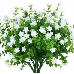 Fiori Finti Artificiali Per Esterni, Verde In Plastica Sintetica Per Interni Fioriera Da Appendere Per Esterni Home Office Matrimonio Agriturismo Decor 12 Pezzi Bianco