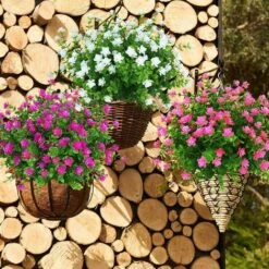 Fiori Finti Artificiali Per Esterni, Verde In Plastica Sintetica Per Interni Fioriera Da Appendere Per Esterni Home Office Matrimonio Agriturismo Decor 12 Pezzi Bianco -Vendite VIDAXL 52008637 5