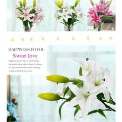 Fiori Artificiali, 5 Pezzi Real Touch Lattice Fiori Di Giglio Artificiale In Vasi Bouquet Da Sposa/Decorazioni Per La Casa/Festa/Disposizione Di Tombe (Bianco) -Vendite VIDAXL 52010684 5