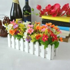 LangRay Fiori Artificiali In Vaso, 2 Pezzi Di Fiori Decorativi Artificiali Con Recinzione In Legno, Fiori Artificiali Autunnali, Orchidee Artificiali, Decorazione Di Fiori Finti Per Balcone Soggiorno -Vendite VIDAXL 52013237 3