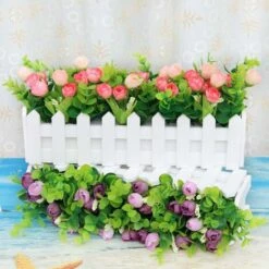 LangRay Rose Piante Artificiali Con Recinzione Fiori Artificiali Finti Con Simulazione In Vaso Piante In Vaso Bonsai Fiori Artificiali Piante Artificiali Ornamenti Per Balconi Decorazioni 30 7,5 17 -Vendite VIDAXL 52013434 3