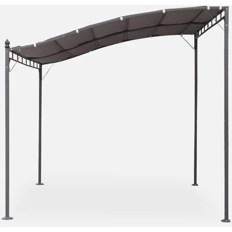 Pergola 3 X 2,5m - Brestum - Telo Grigio - Pergola A Parete 2 Pergola 3 X 2,5m - Brestum - Telo Grigio - Pergola A Parete - immagine 2