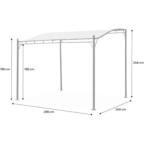 Pergola 3 X 2,5m - Brestum - Telo Grigio - Pergola A Parete 5 Pergola 3 X 2,5m - Brestum - Telo Grigio - Pergola A Parete - immagine 5