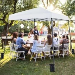 Yaheetech Gazebo Da Giardino 3x3 M Tenda A Una Spinta Con Borsa Sacchi Di Sabbia Per Patio/Veranda/Viaggio/Campeggio Bianco -Vendite VIDAXL 52871308 5
