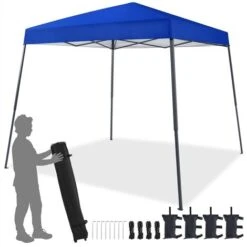 Yaheetech Gazebo Da Giardino 3x3 M Tenda A Una Spinta Con Borsa Sacchi Di Sabbia Per Patio/Veranda/Viaggio/Campeggio Blu