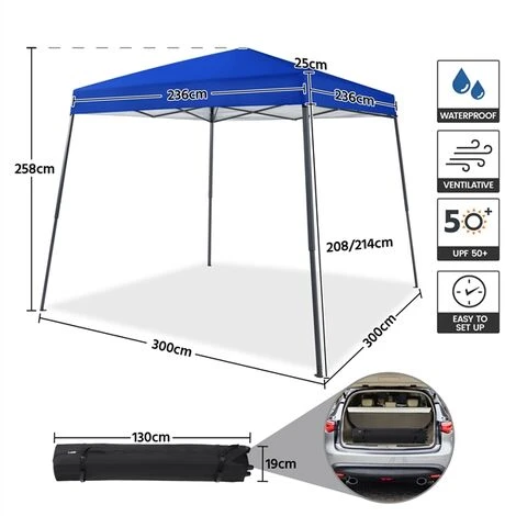 Yaheetech Gazebo Da Giardino 3x3 M Tenda A Una Spinta Con Borsa Sacchi Di Sabbia Per Patio/Veranda/Viaggio/Campeggio Blu 2 Yaheetech Gazebo Da Giardino 3x3 M Tenda A Una Spinta Con Borsa Sacchi Di Sabbia Per Patio/Veranda/Viaggio/Campeggio Blu - immagine 2