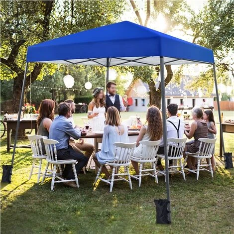 Yaheetech Gazebo Da Giardino 3x3 M Tenda A Una Spinta Con Borsa Sacchi Di Sabbia Per Patio/Veranda/Viaggio/Campeggio Blu 5 Yaheetech Gazebo Da Giardino 3x3 M Tenda A Una Spinta Con Borsa Sacchi Di Sabbia Per Patio/Veranda/Viaggio/Campeggio Blu - immagine 5