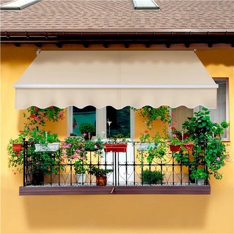 Yaheetech Tenda Da Sole A Bracci Estensibili Avvolgibile Da Esterno Balcone Finestra Porta Tettuccio Ristorante Tendalino A Scomparsa Manuale Resistente Ai Raggi UV 250 X 200 Cm/Beige 4 Yaheetech Tenda Da Sole A Bracci Estensibili Avvolgibile Da Esterno Balcone Finestra Porta Tettuccio Ristorante Tendalino A Scomparsa Manuale Resistente Ai Raggi UV 250 X 200 Cm/Beige - immagine 4