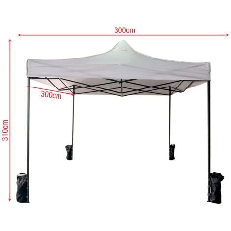 Rebecca Mobili Gazebo Richiudibile Bianco 4 Pesi Metallo Poliestere 3x3 4 Rebecca Mobili Gazebo Richiudibile Bianco 4 Pesi Metallo Poliestere 3x3 - immagine 4