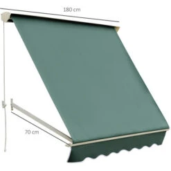 Outsunny Tenda Da Sole A Caduta Con Rullo Avvolgibile E Angolazione Regolabile 0-120°, 180×70cm, Verde -Vendite VIDAXL 53540486 3