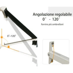 Outsunny Tenda Da Sole A Caduta Con Rullo Avvolgibile E Angolazione Regolabile 0-120°, 180×70cm, Verde -Vendite VIDAXL 53540486 5