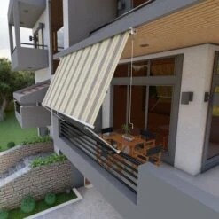 Tenda Da Sole Per Balcone Con Bracci, Impermeabile 300cm Beige Marrone Golisa 8 Tenda Da Sole Per Balcone Con Bracci, Impermeabile 300cm Beige Marrone Golisa -Vendite VIDAXL 55904697 4