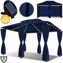 KESSER® - Padiglione 3x4m Comprese Pareti Laterali Con Cerniere, Tendone Per Feste Quadrato Tenda Per Feste Tenda Da Giardino Gazebo Tenda Da Giardino Di Lusso Padiglione Da Giardino Navyblau (de)