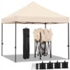 Yaheetech Gazebo Giardino 3x3 M Impermeabile Pieghevole Terrazzo Esterno Richiudibile In Acciaio Robusto Telescopico Da 227 A 245 Cm Tendone Eventi Feste Con Borsa A Ruote Da Trasporto Beige