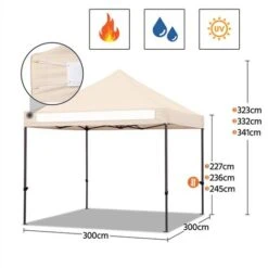 Yaheetech Gazebo Giardino 3x3 M Impermeabile Pieghevole Terrazzo Esterno Richiudibile In Acciaio Robusto Telescopico Da 227 A 245 Cm Tendone Eventi Feste Con Borsa A Ruote Da Trasporto Beige -Vendite VIDAXL 58468482 3