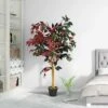 GIANTEX Albero Artificiale Per Esterno O Interno, Ficus Artificiale Decorativo, Altezza 120 M, 540 Fogli E Tronco Naturale, Finta Pianta Decorativa
