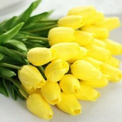 Fiori Di Tulipano Artificiale, 10 Pezzi Di Fiori In Lattice Con Tocco Reale Tulipani Con Foglie, Decorazione Elegante Per Banchetti Nuziali, Cucina Domestica (Giallo) -Vendite VIDAXL 59305553 4