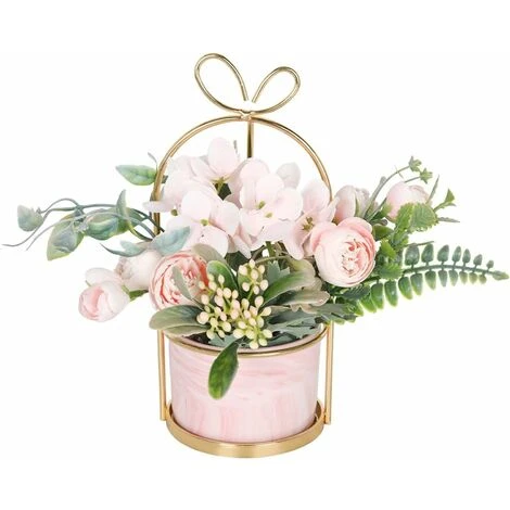 Fiori Artificiali Con Vaso - Centrotavola Per Bouquet Di Fiori Di Ortensia E Crisantemo Per La Casa, Il Soggiorno O La Decorazione Dell'ufficio 1 Fiori Artificiali Con Vaso - Centrotavola Per Bouquet Di Fiori Di Ortensia E Crisantemo Per La Casa, Il Soggiorno O La Decorazione Dell'ufficio