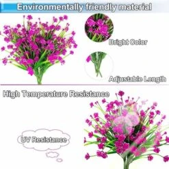 8 Pezzi Piante Da Fiori Artificiali Resistenti Ai Raggi UV All'aperto, 8 Rami Finti Plastica Fiordaliso Verde Arbusti Piante Fioriera Da Appendere All'aperto Per Interni Cucina Casa Matrimonio Ufficio -Vendite VIDAXL 63853450 4