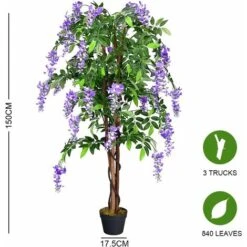 GIANTEX Albero Artificiale Per Esterno O Interno, Pianta Artificiale Decorativa Con 840 Foglie E Tronco Naturale, Simulazione Decorazioni Paesaggistiche, Altezza 150 Cm -Vendite VIDAXL 64522709 3