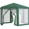 Outsunny Gazebo Esagonale Con Zanzariere In Ferro E Poliestere, Verde