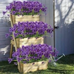 Fiore Viola Artificiale, 6 Pezzi Fiore Di Plastica Artificiale, Giardino Resistente Ai Raggi UV Per Esterni Vegetazione Arbusti Piante Indoor Outdoor Hanging Pianta Decorativa Per La Casa (Viola) -Vendite VIDAXL 67411000 4