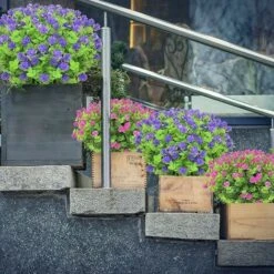 10 Mazzi Di Fiori Artificiali Piante Finte. Arbusti Verdi Resistenti Ai Raggi UV Piante Di Eucalipto Fioriera Sospesa Per Interni Ed Esterni Decorazioni Per Il Giardino Di Casa. Rosso -Vendite VIDAXL 67412290 4