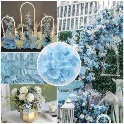 10 Pezzi Di Fiori Artificiali Di Ortensie Bouquet, Con 10 Pezzi Di Stelo Lungo Staccabile Per Matrimonio, Casa, Hotel, Composizione Floreale - Blu -Vendite VIDAXL 67911528 5