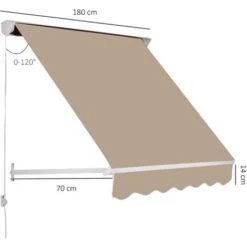 Outsunny Tenda Da Sole Avvolgibile A Caduta Impermeabile, Beige, 180x70cm -Vendite VIDAXL 6812758 3