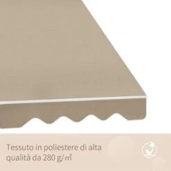 Outsunny Tenda Da Sole Avvolgibile A Caduta Impermeabile, Beige, 180x70cm -Vendite VIDAXL 6812758 4