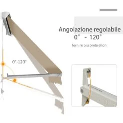 Outsunny Tenda Da Sole Avvolgibile A Caduta Impermeabile, Beige, 180x70cm -Vendite VIDAXL 6812758 5