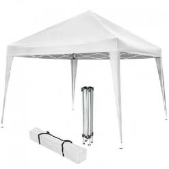 GAZEBO IN ACCIAIO BIANCO 3x3 MT 2,6h - RICHIUDIBILE A OMBRELLO FISARMONICA + SACCA