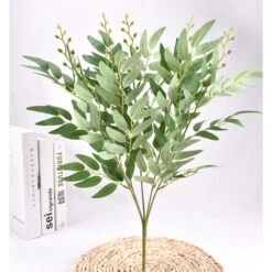 GroupM ITimulazione Bouquet Di Foglie Di Salice Simulazione Fiore Decorazione Della Casa Decorazione Verde 3 Pezzi -Vendite VIDAXL 69487696 2