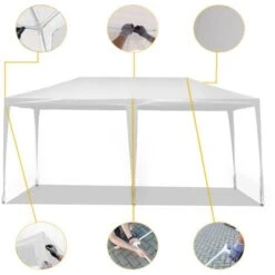 Gazebo Toboli 3x6m Per Feste Bianco Struttura Robusta 6 Teli Laterali Impermeabile Protezione UV 7 Gazebo Toboli 3x6m Per Feste Bianco Struttura Robusta 6 Teli Laterali Impermeabile Protezione UV -Vendite VIDAXL 69645254 3