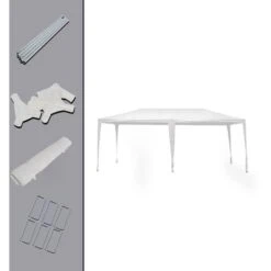 Gazebo Toboli 3x6m Per Feste Bianco Struttura Robusta 6 Teli Laterali Impermeabile Protezione UV 8 Gazebo Toboli 3x6m Per Feste Bianco Struttura Robusta 6 Teli Laterali Impermeabile Protezione UV -Vendite VIDAXL 69645254 4