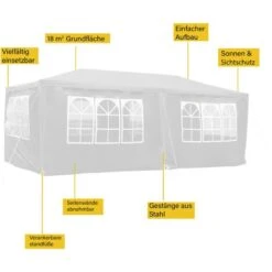 Gazebo Toboli 3x6m Per Feste Bianco Struttura Robusta 6 Teli Laterali Impermeabile Protezione UV 9 Gazebo Toboli 3x6m Per Feste Bianco Struttura Robusta 6 Teli Laterali Impermeabile Protezione UV -Vendite VIDAXL 69645254 5