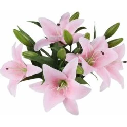 ZOLGINAH Bouquet Di Fiori Artificiali Set Di 5 Fiori Artificiali Finti Giglio Plastica Per La Casa Deco Matrimonio Paese Cimitero Pianta Artificiale Per Esterni Interni (rosa) -Vendite VIDAXL 71127522 4