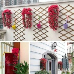 Confezione Da 2 Fiori Artificiali Edera Piante Artificiali All'aperto, Ufficio, Decorazioni Per La Casa, Feste In Giardino, Matrimonio, Rosa Rossa, Rosa Rossa -Vendite VIDAXL 71376565 4