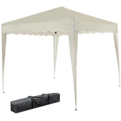 Gazebo 3x3 Pieghevole Ecru Impermeabile Richiudibile Tendone Giardino Con Sacca
