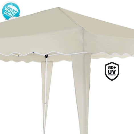 Gazebo 3x3 Pieghevole Ecru Impermeabile Richiudibile Tendone Giardino Con Sacca 2 Gazebo 3x3 Pieghevole Ecru Impermeabile Richiudibile Tendone Giardino Con Sacca - immagine 2