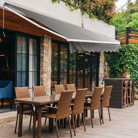 COSTWAY Tenda Da Sole Per Esterno Avvolgibile, Tenda Da Sole A Bracci Estensibili Con Telaio In Alluminio E Tettuccio Resistente Al Sole E Impermeabile E Manovella (245 X 200 Cm) 2 COSTWAY Tenda Da Sole Per Esterno Avvolgibile, Tenda Da Sole A Bracci Estensibili Con Telaio In Alluminio E Tettuccio Resistente Al Sole E Impermeabile E Manovella (245 X 200 Cm) - immagine 2