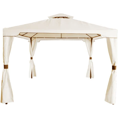 Gazebo Da Giardino Con Telo Impermeabile Ecrù In Metallo E Ferro Nero 3x3 Metri E Doppio Tetto Anti Vento Per Esterno Terrazza Bar Piscina 1 Gazebo Da Giardino Con Telo Impermeabile Ecrù In Metallo E Ferro Nero 3x3 Metri E Doppio Tetto Anti Vento Per Esterno Terrazza Bar Piscina
