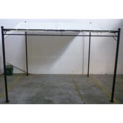 Gazebo Pergola Da Muro Metri 3x2,5 In Ferro E Metallo Nero Telo Ecrù Da Giardino Bar Terrazzo Piscina Per Esterno Trattamento Antiruggine -Vendite VIDAXL 7469843 3