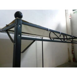 Gazebo Pergola Da Muro Metri 3x2,5 In Ferro E Metallo Nero Telo Ecrù Da Giardino Bar Terrazzo Piscina Per Esterno Trattamento Antiruggine -Vendite VIDAXL 7469843 4